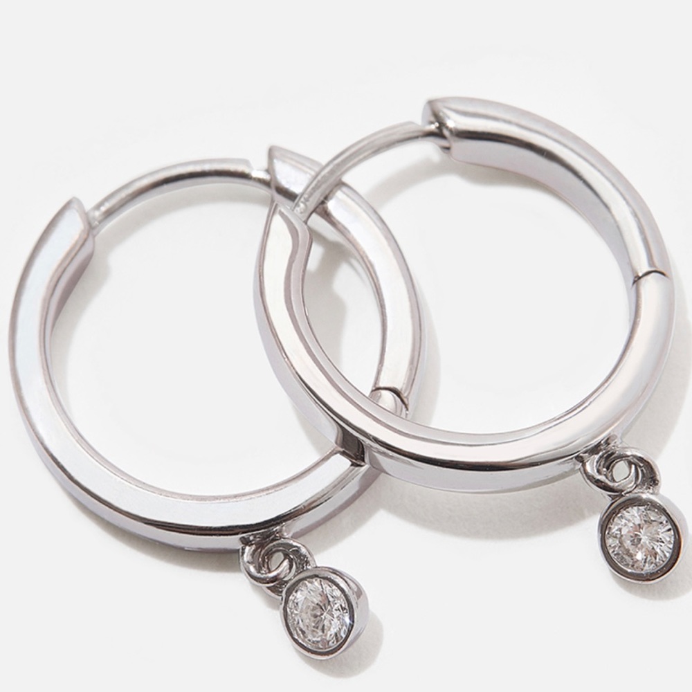 Sterling Silver hoop earrings with lab grown diamonds